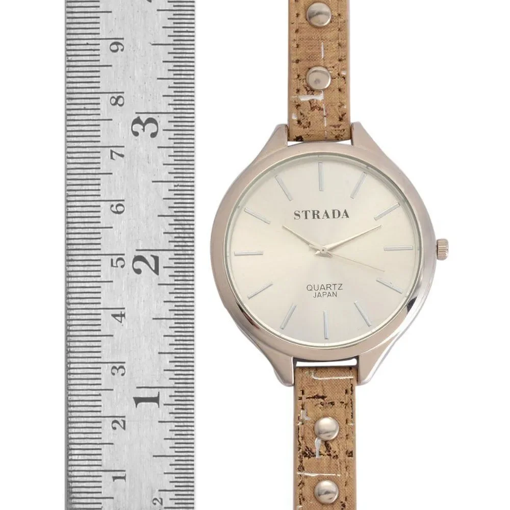 STRADA Beige Band Wrap Watch with Stainless Steel Back